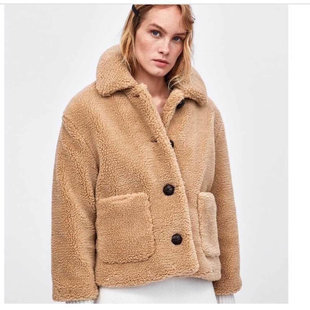 Zara cropped teddy coat